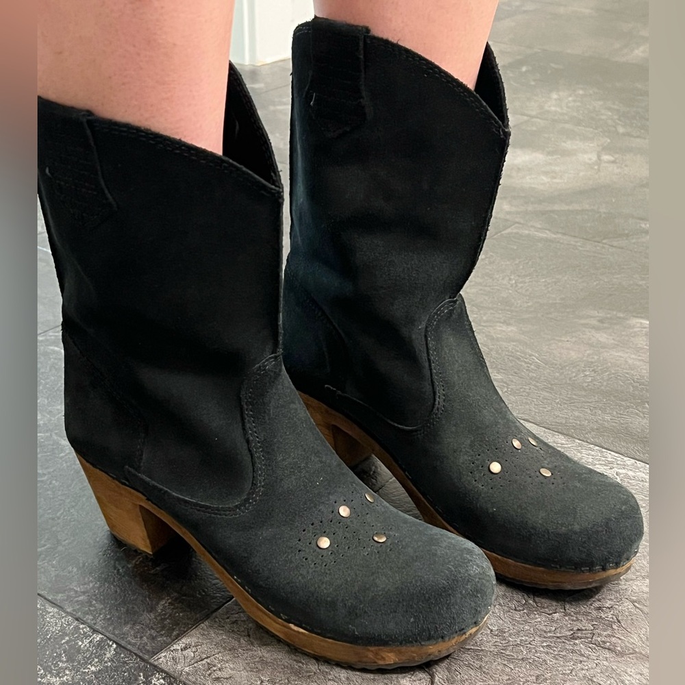 Black Suede Women's Clog boots - Picture 5 of 5